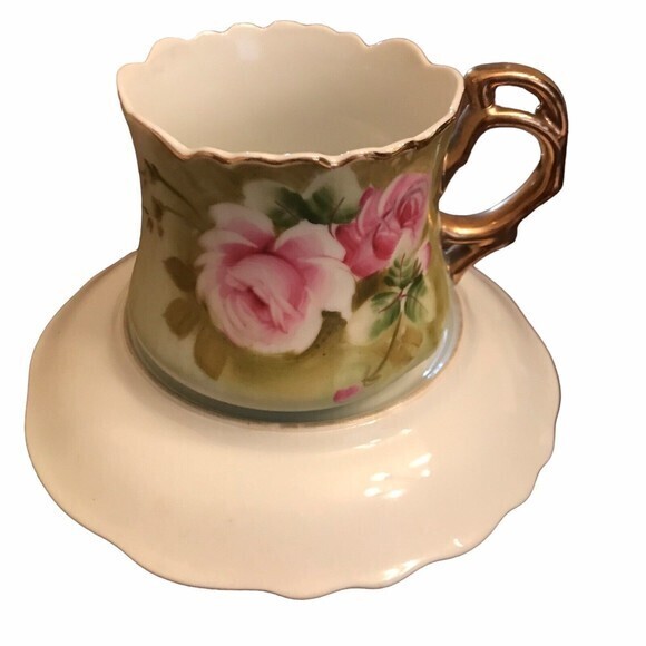 Lefton Hand Painted Cup & Saucer, Pink Roses, Gold Trim‎ & Gold Handle - Picture 5 of 9